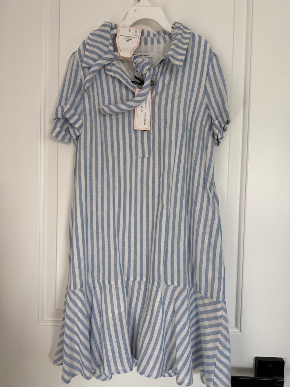 Cupcakes & Cashmere NWT Blue and White Stripe Polo Dress with Headband